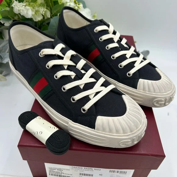Men's Gucci, Julio web canvas sneakers size 10 made in Spain